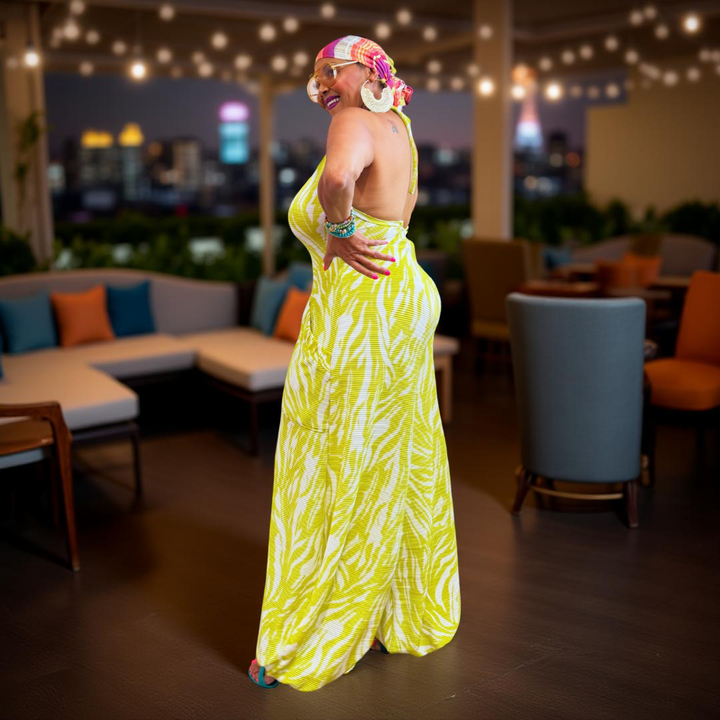 ECHO LIME GREEN PRINT JUMPSUIT