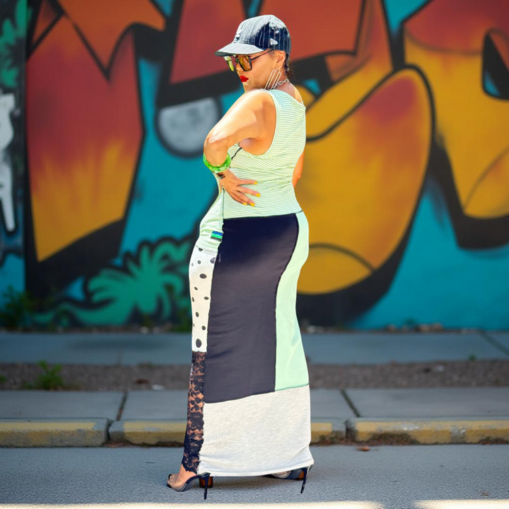 HAZEL MULTI-COLORED PATCHWORK DRESS