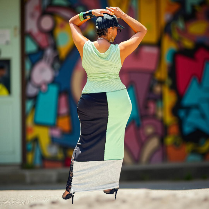HAZEL MULTI-COLORED PATCHWORK DRESS