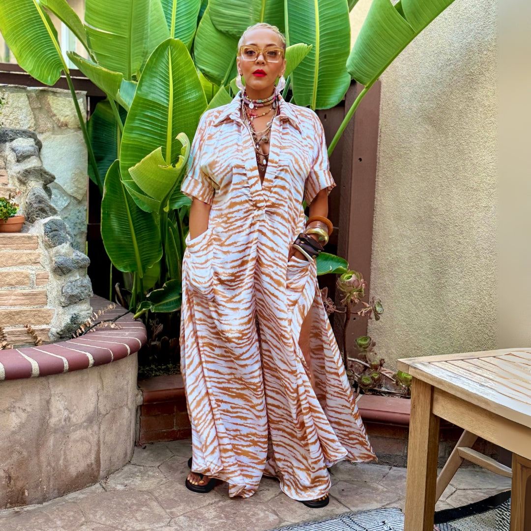 JOURNEY BROWN PRINT JUMPSUIT